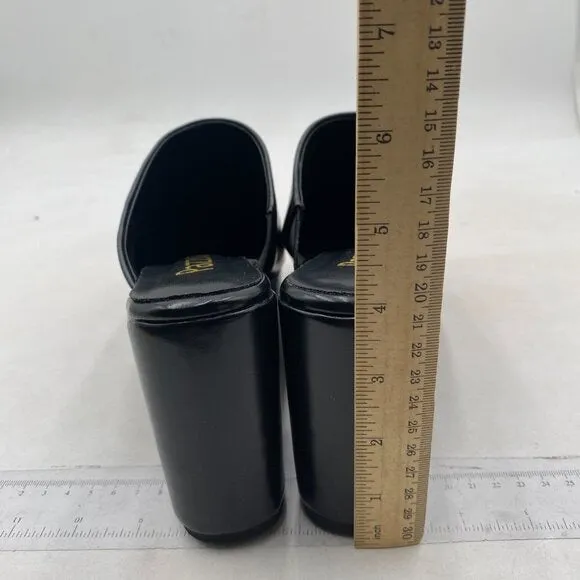 Pazzion Womens Comfy Thick Platform Closed Rounded Toe Clogs Mules Black Shoes