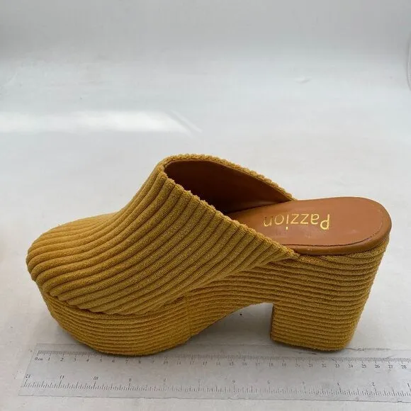 Pazzion Womens Comfy Thick Platform Closed Rounded Toe Clogs Mules Goldenrod