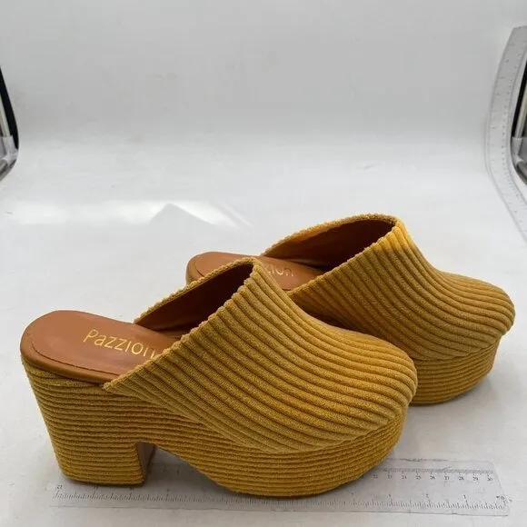 Pazzion Womens Comfy Thick Platform Closed Rounded Toe Clogs Mules Goldenrod