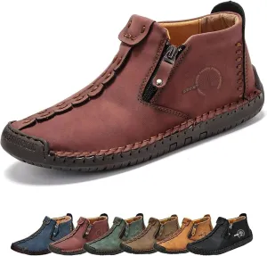 Phanile Men's Walking Shoes, Outdoor Comfy Arch Waterproof, Casual Handmade Work Boots Driving Loafers, Green, US 6