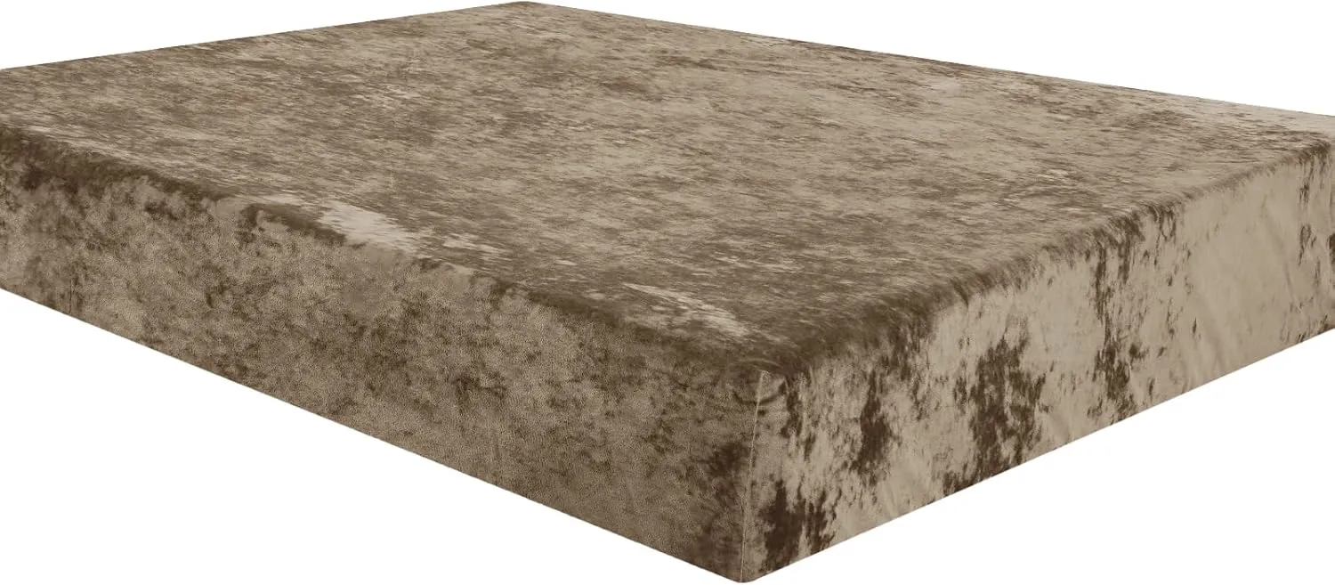 PHF Truly Velvet Fitted Sheet Only Queen Size, Luxury Super Soft Cozy Comfy Fleece Bottom with 15" Deep Pocket,Suitable for Fall Winter and Spring, No Pillowcases, Khaki