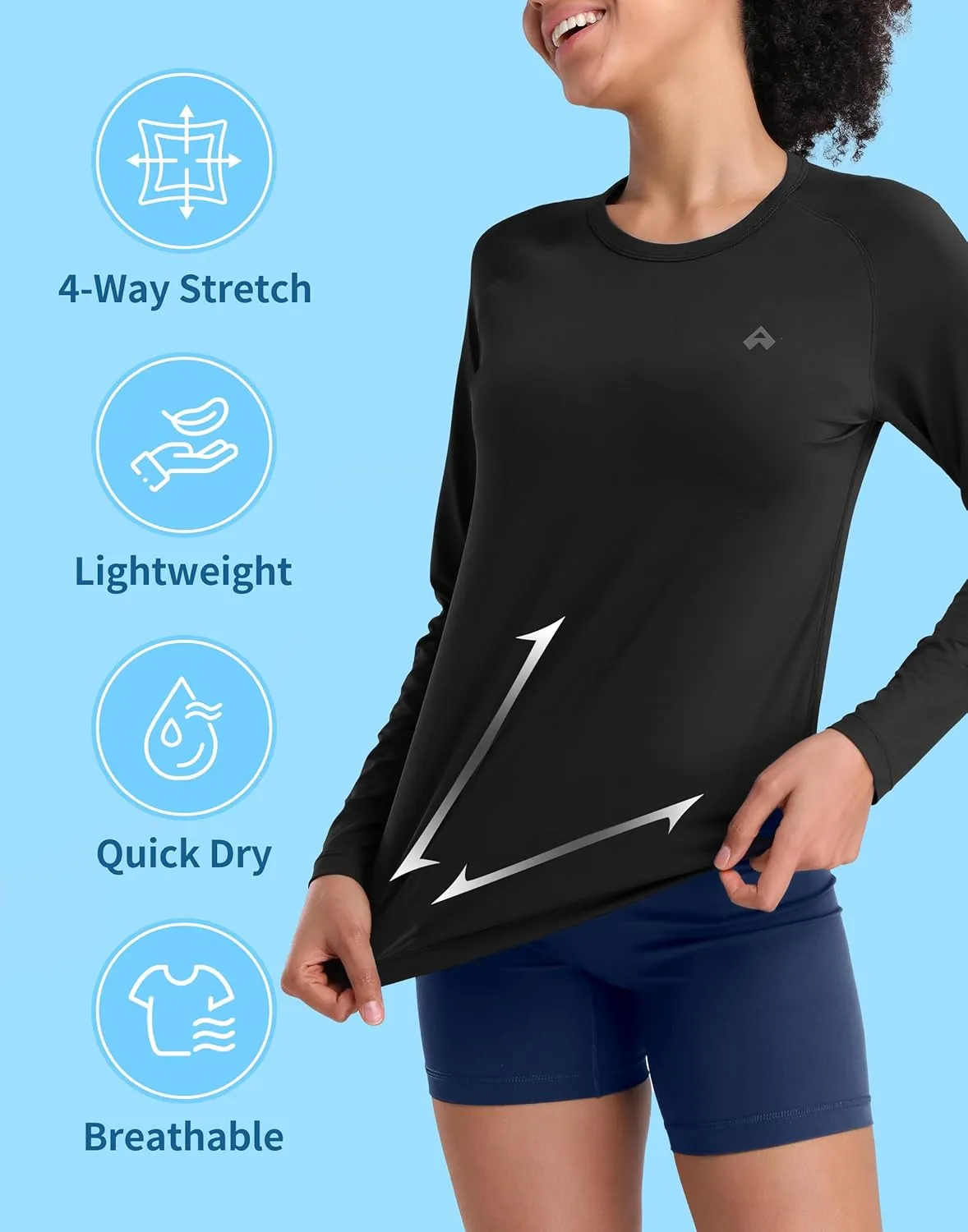 Pioneer Camp Rash Guard for Women Sun Shirts UPF 50  SPF UV Protection Long Sleeve Workout Tops Hiking Running Quick Dry