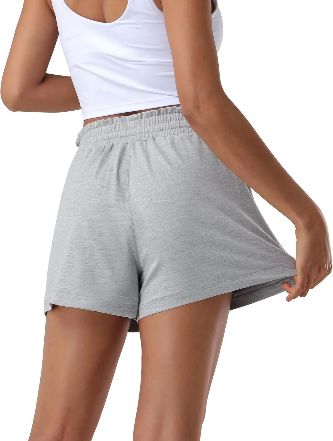 Pioneer Camp Women's High Waist Athletic Shorts Workout Running SweatShorts 2 Zipper Pockets for Casual Gym Lounge