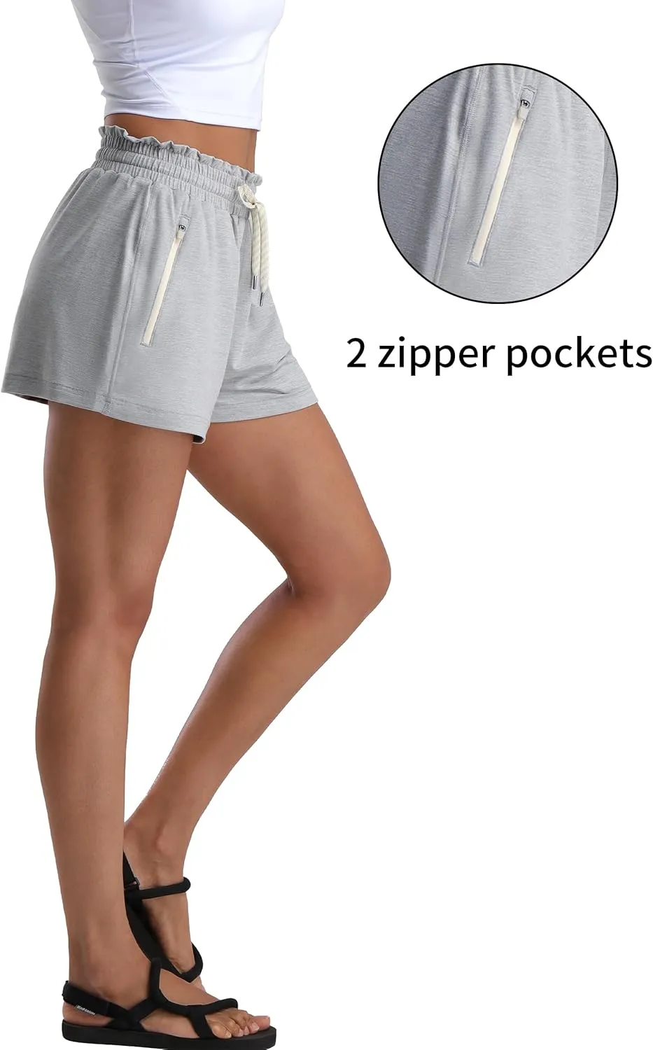 Pioneer Camp Women's High Waist Athletic Shorts Workout Running SweatShorts 2 Zipper Pockets for Casual Gym Lounge