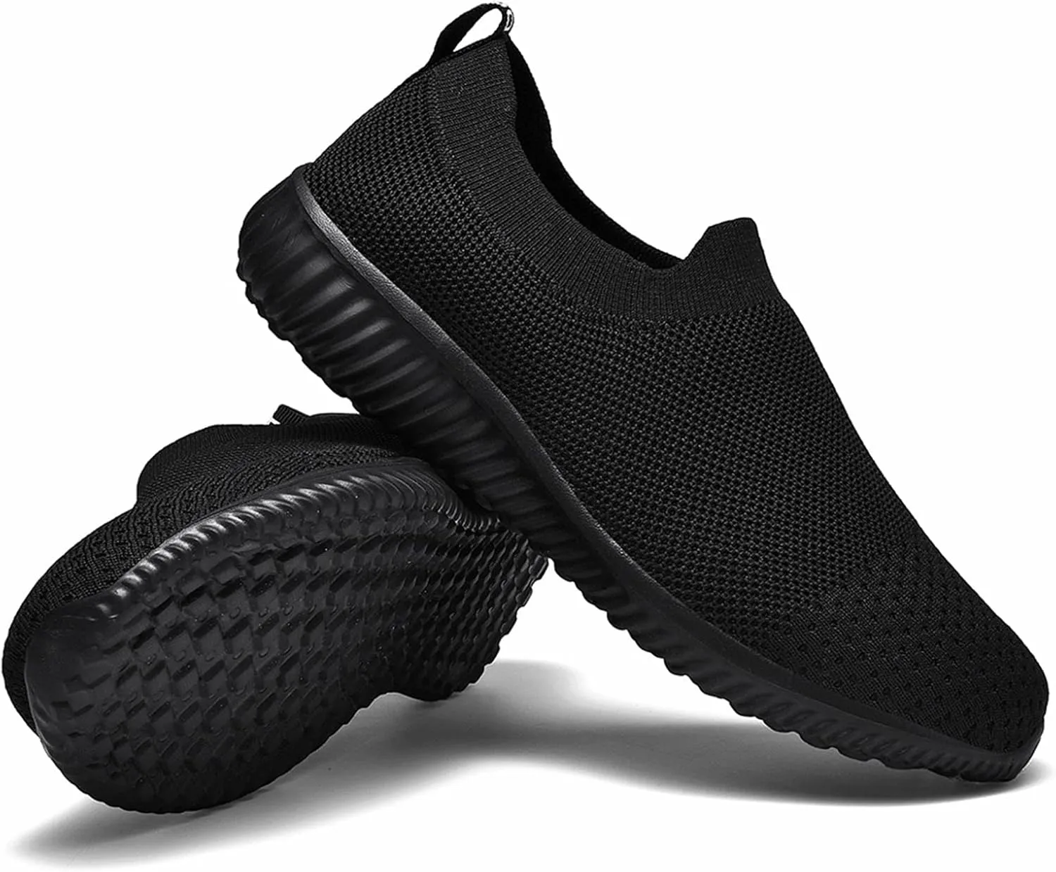 poemlady Walking Shoes Women Slip On Sneakers Knit Lightweight Comfortable Breathable Nurse Shoes for Work Travel