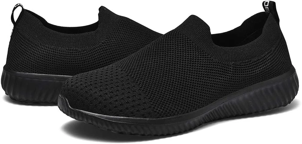 poemlady Walking Shoes Women Slip On Sneakers Knit Lightweight Comfortable Breathable Nurse Shoes for Work Travel