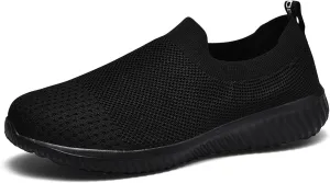 poemlady Walking Shoes Women Slip On Sneakers Knit Lightweight Comfortable Breathable Nurse Shoes for Work Travel