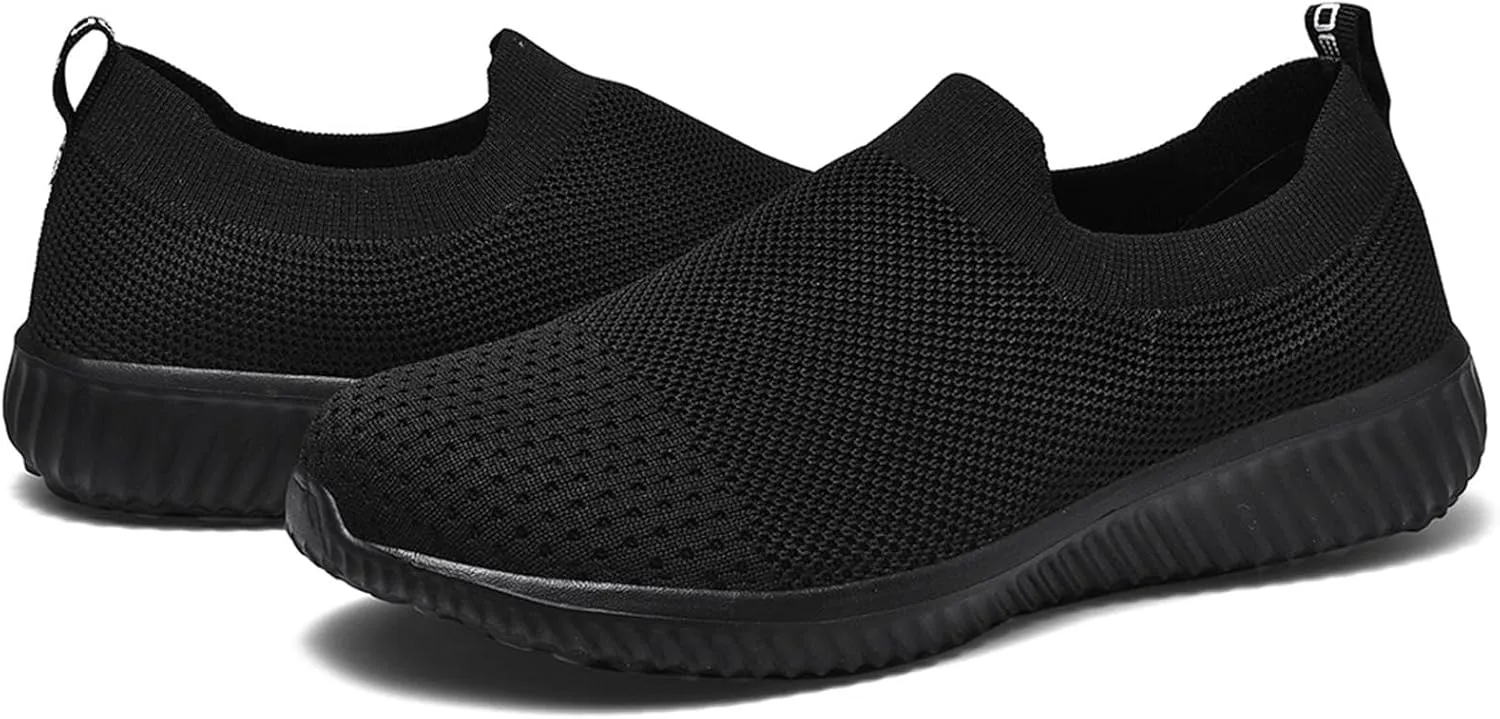 poemlady Walking Shoes Women Slip On Sneakers Knit Lightweight Comfortable Breathable Nurse Shoes for Work Travel