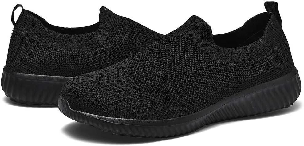poemlady Walking Shoes Women Slip On Sneakers Knit Lightweight Comfortable Breathable Nurse Shoes for Work Travel