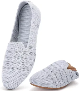 poemlady Women’s Ballet Flat Dress Knit Round Toe Slip On Ballerina Walking Shoes for Womam Casual Comfort Soft 22002