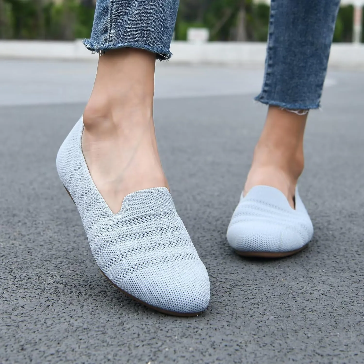 poemlady Women’s Ballet Flat Dress Knit Round Toe Slip On Ballerina Walking Shoes for Womam Casual Comfort Soft 22002