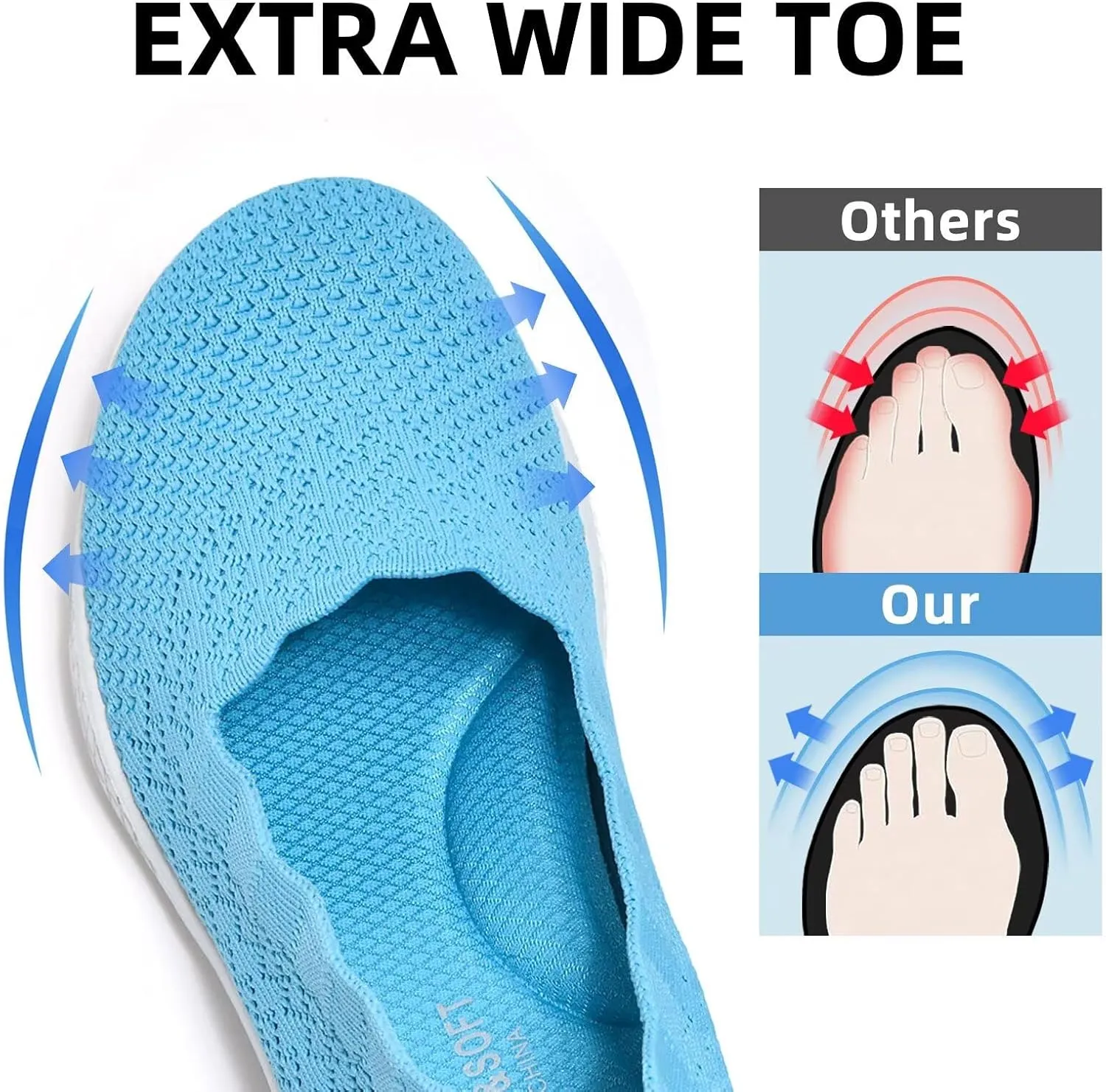 poemlady Women's Walking Shoes - Mesh Slip on Sneaker Knit Round Toe Casual Memory Foam Low Wedge Nurse Shoes for Work