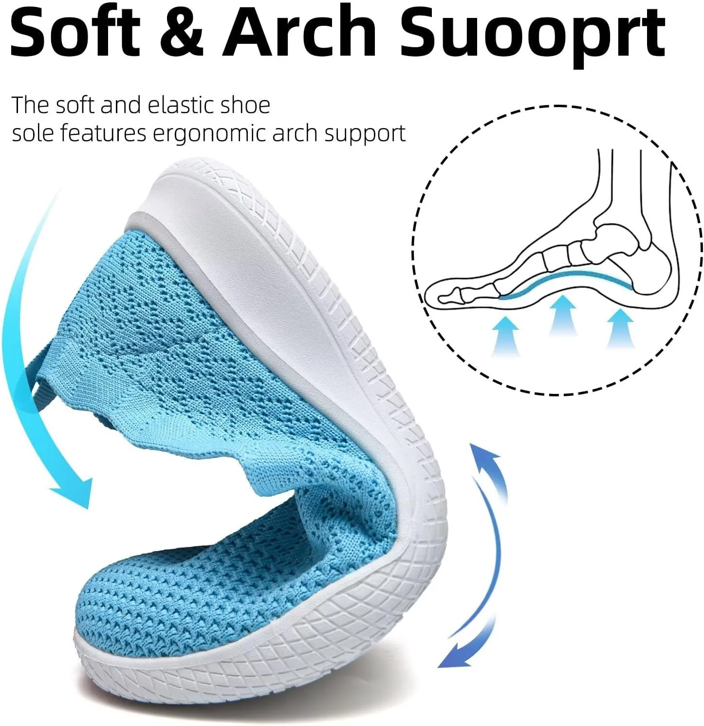 poemlady Women's Walking Shoes - Mesh Slip on Sneaker Knit Round Toe Casual Memory Foam Low Wedge Nurse Shoes for Work