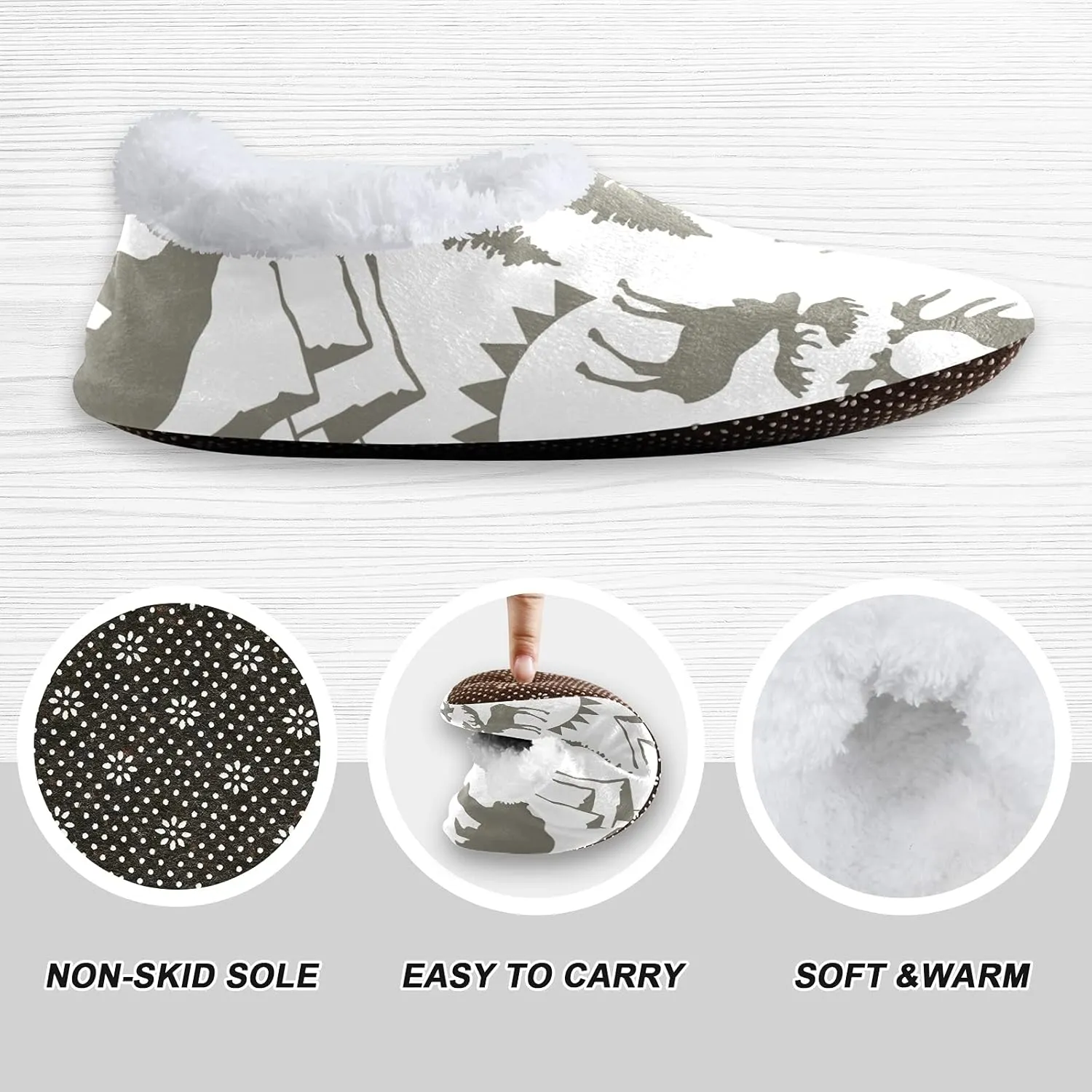 Poeticcity Unisex Fuzzy House Slippers, Warm Fur Lining Shoes, Non-Slip Memory Foam Slippers M-XXL