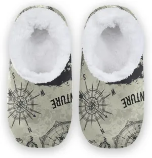 Poeticcity Unisex Fuzzy House Slippers, Warm Fur Lining Shoes, Non-Slip Memory Foam Slippers M-XXL