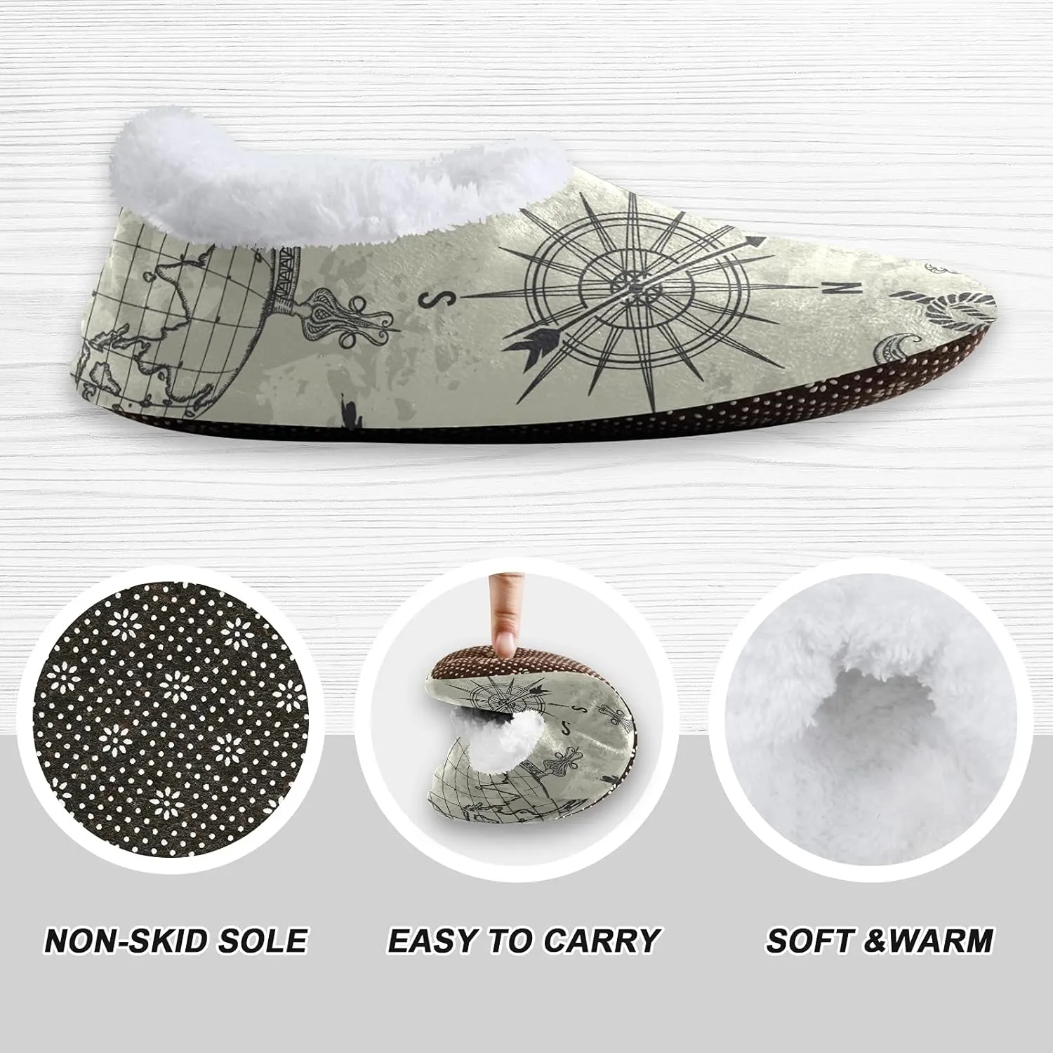 Poeticcity Unisex Fuzzy House Slippers, Warm Fur Lining Shoes, Non-Slip Memory Foam Slippers M-XXL