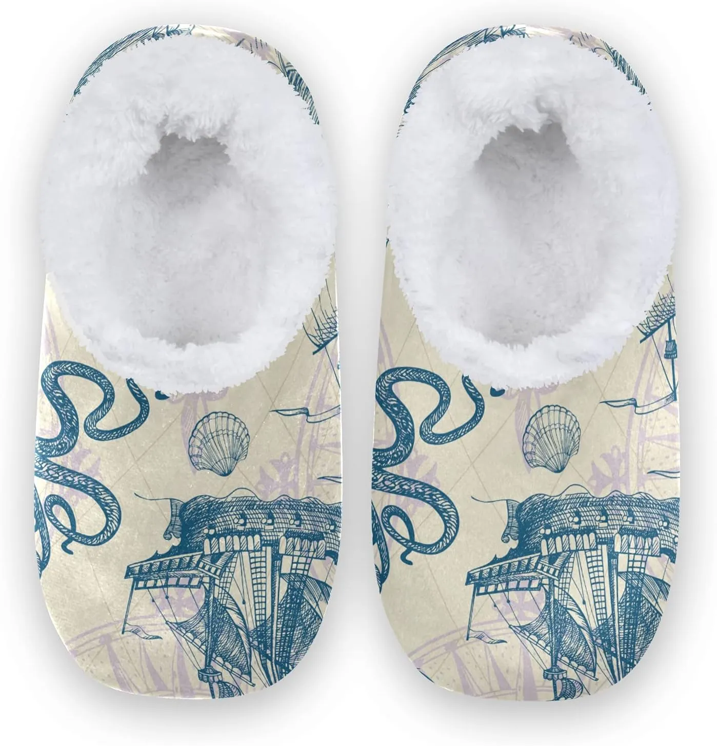 Poeticcity Unisex Fuzzy House Slippers, Warm Fur Lining Shoes, Non-Slip Memory Foam Slippers M-XXL