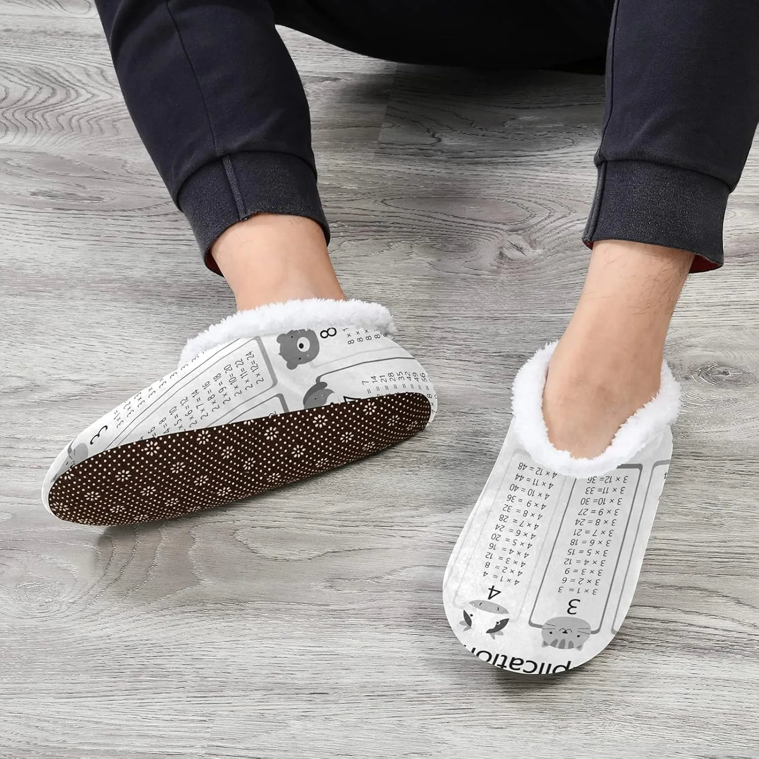 Poeticcity Unisex Fuzzy House Slippers, Warm Fur Lining Shoes, Non-Slip Memory Foam Slippers M-XXL
