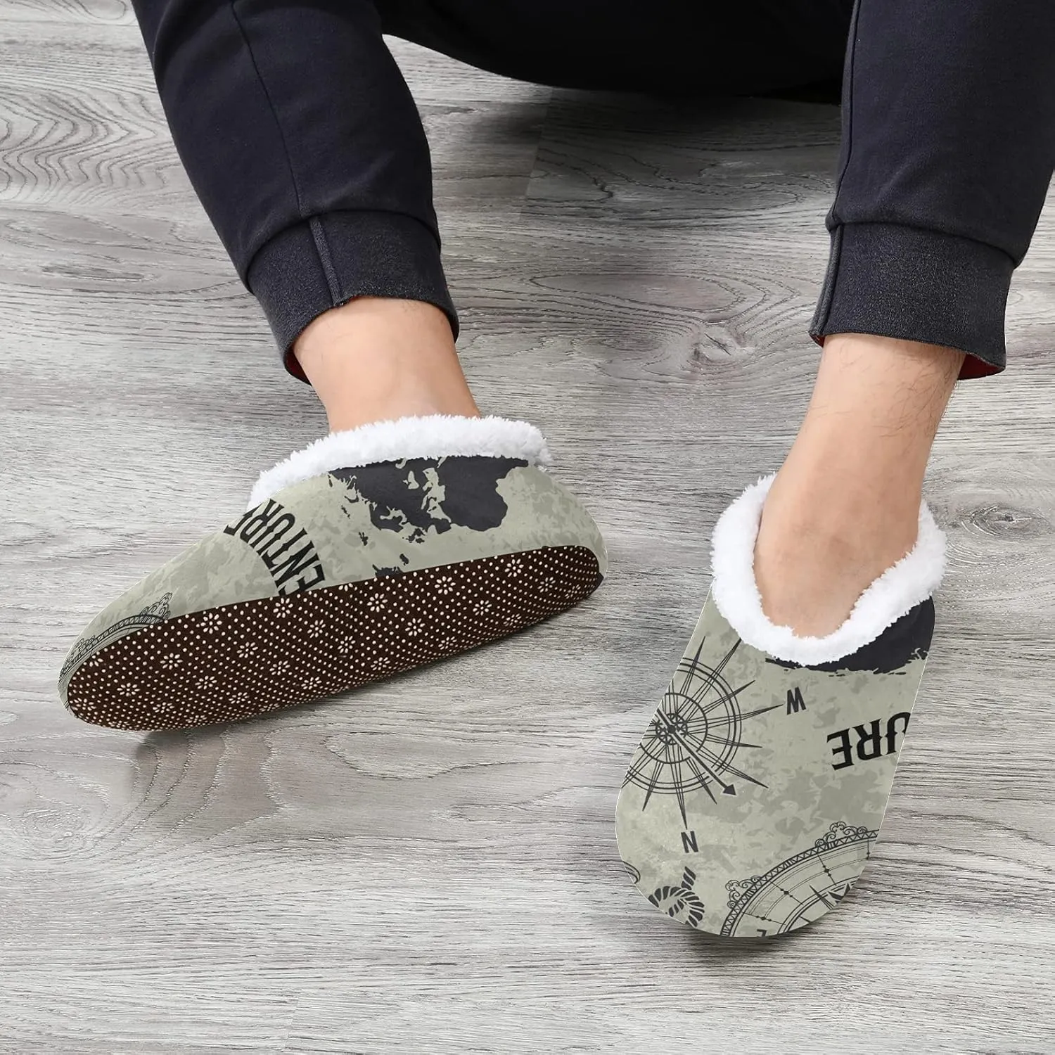 Poeticcity Unisex Fuzzy House Slippers, Warm Fur Lining Shoes, Non-Slip Memory Foam Slippers M-XXL