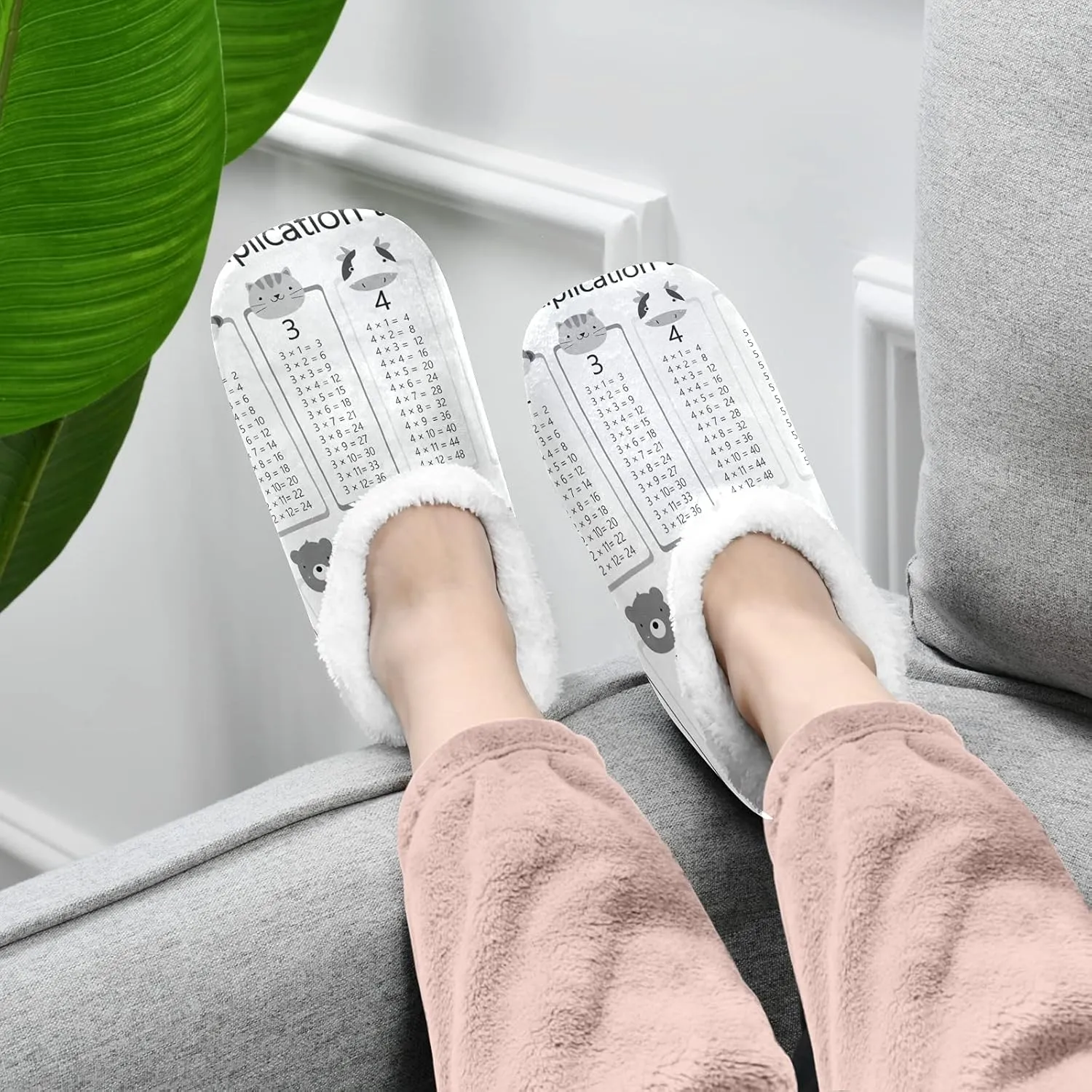 Poeticcity Unisex Fuzzy House Slippers, Warm Fur Lining Shoes, Non-Slip Memory Foam Slippers M-XXL
