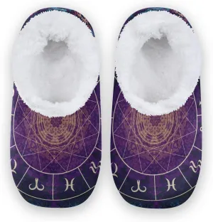 Poeticcity Unisex Fuzzy House Slippers, Warm Fur Lining Shoes, Non-Slip Memory Foam Slippers M-XXL