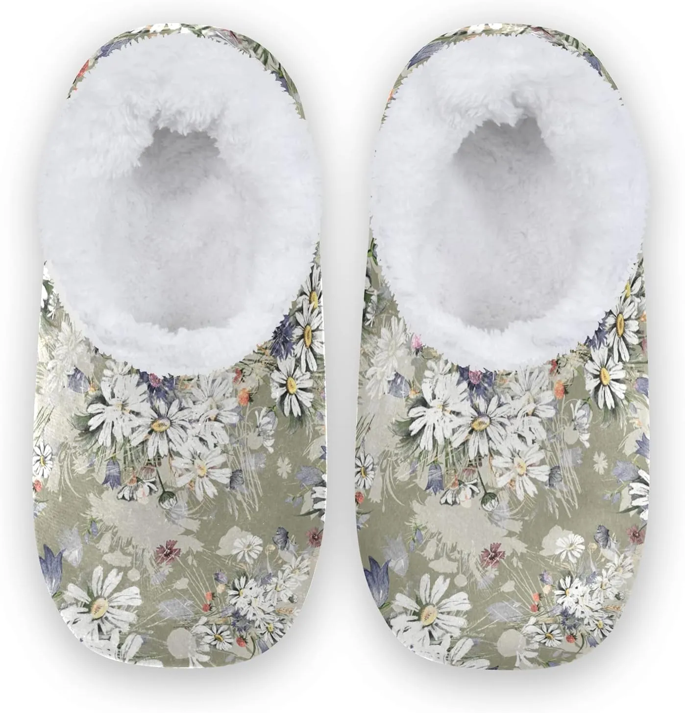 Poeticcity Unisex Fuzzy House Slippers, Warm Fur Lining Shoes, Non-Slip Memory Foam Slippers M-XXL