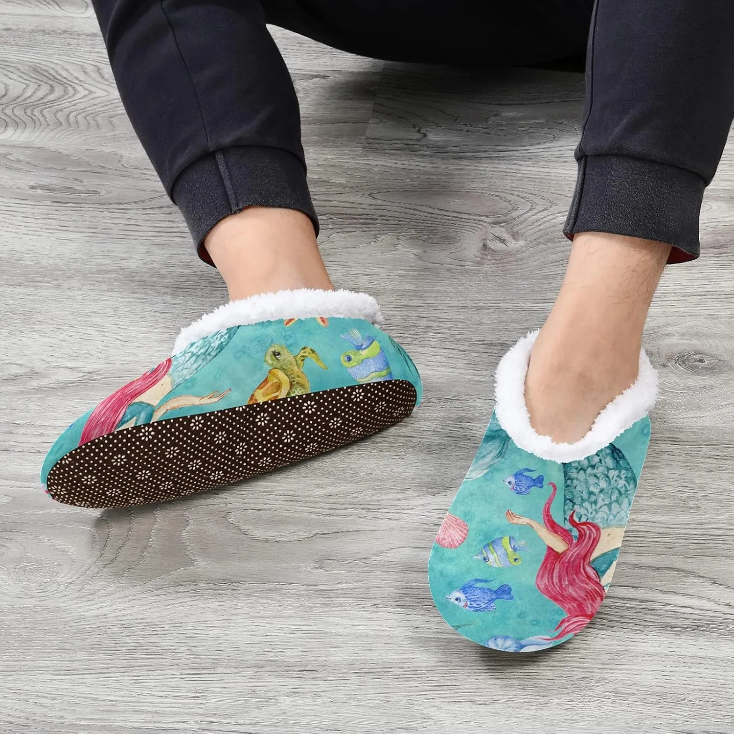 Poeticcity Unisex Fuzzy House Slippers, Warm Fur Lining Shoes, Non-Slip Memory Foam Slippers M-XXL
