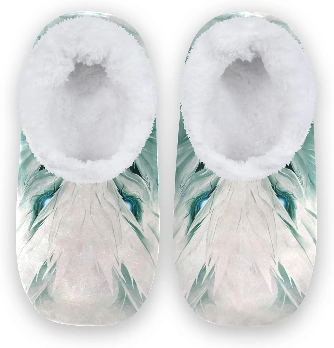 Poeticcity Unisex Fuzzy House Slippers, Warm Fur Lining Shoes, Non-Slip Memory Foam Slippers M-XXL