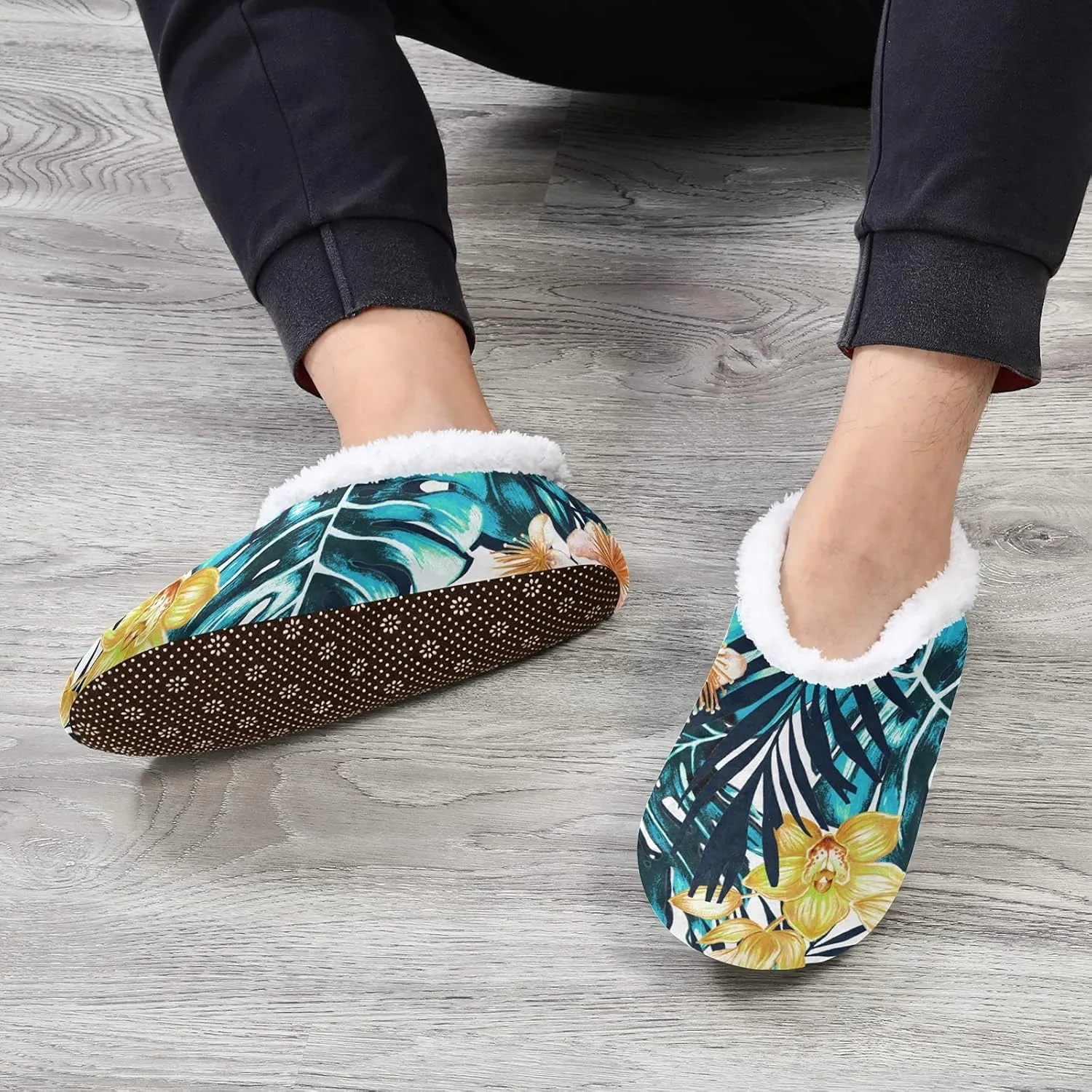 Poeticcity Unisex Fuzzy House Slippers, Warm Fur Lining Shoes, Non-Slip Memory Foam Slippers M-XXL
