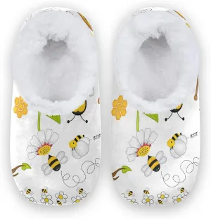 Poeticcity Unisex Fuzzy House Slippers, Warm Fur Lining Shoes, Non-Slip Memory Foam Slippers M-XXL