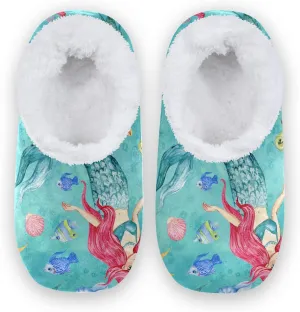Poeticcity Unisex Fuzzy House Slippers, Warm Fur Lining Shoes, Non-Slip Memory Foam Slippers M-XXL