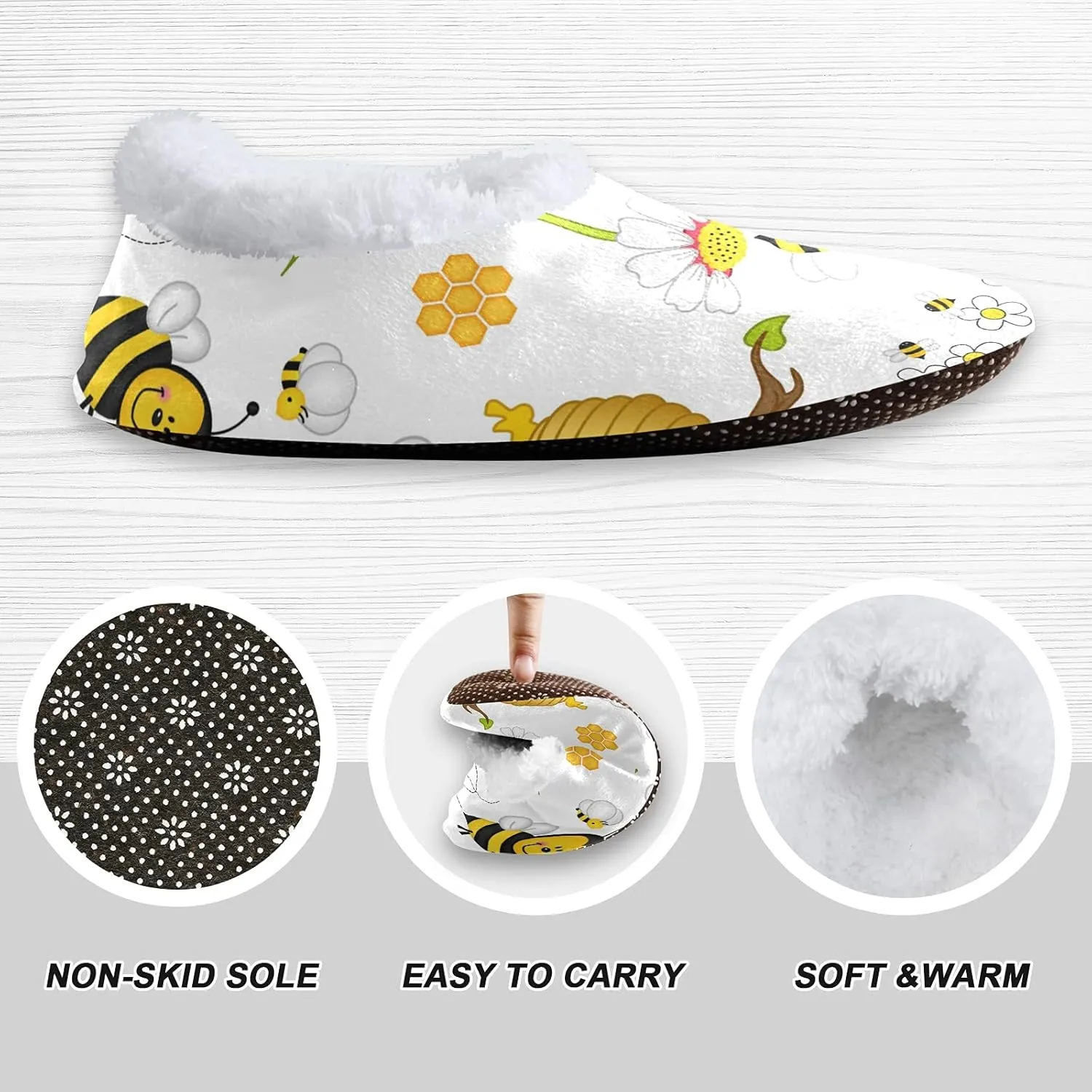 Poeticcity Unisex Fuzzy House Slippers, Warm Fur Lining Shoes, Non-Slip Memory Foam Slippers M-XXL