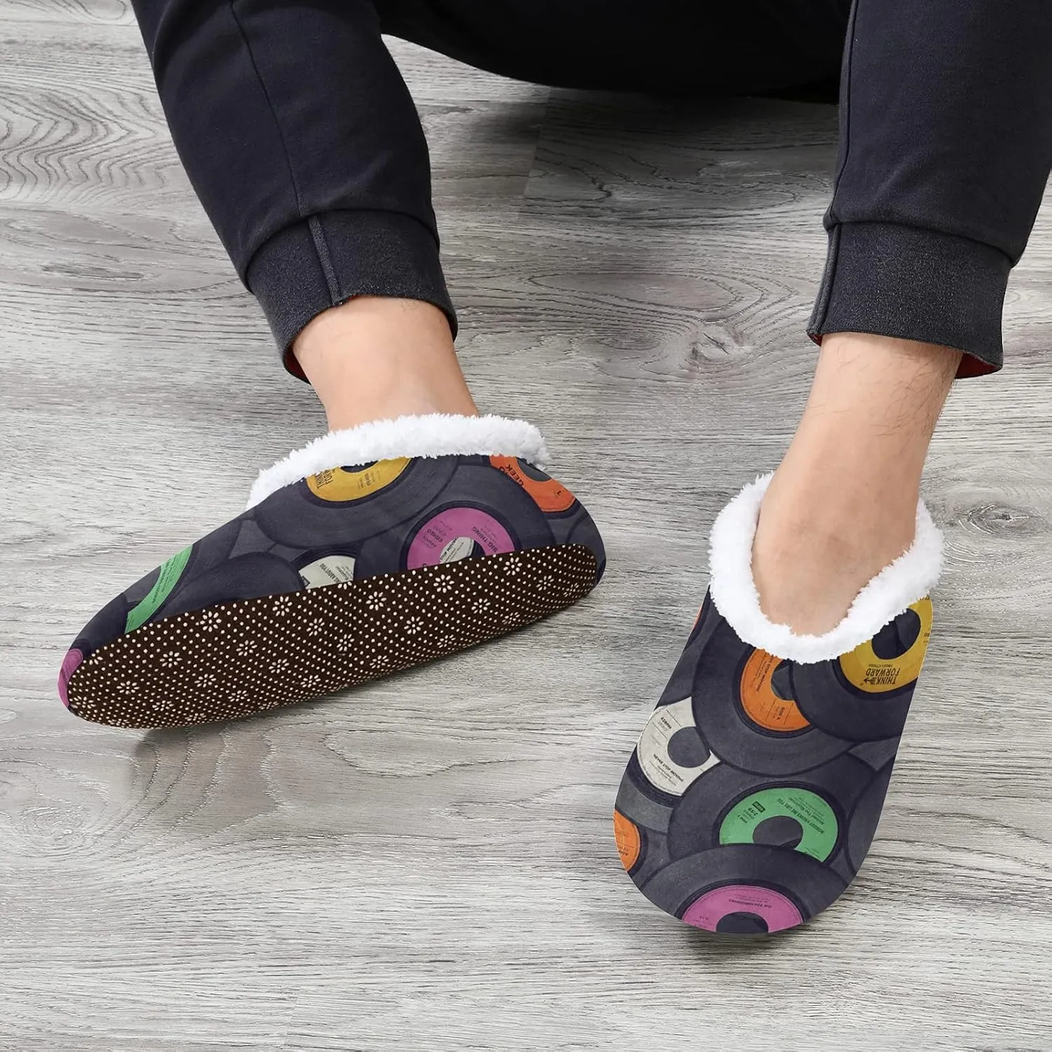 Poeticcity Unisex Fuzzy House Slippers, Warm Fur Lining Shoes, Non-Slip Memory Foam Slippers M-XXL