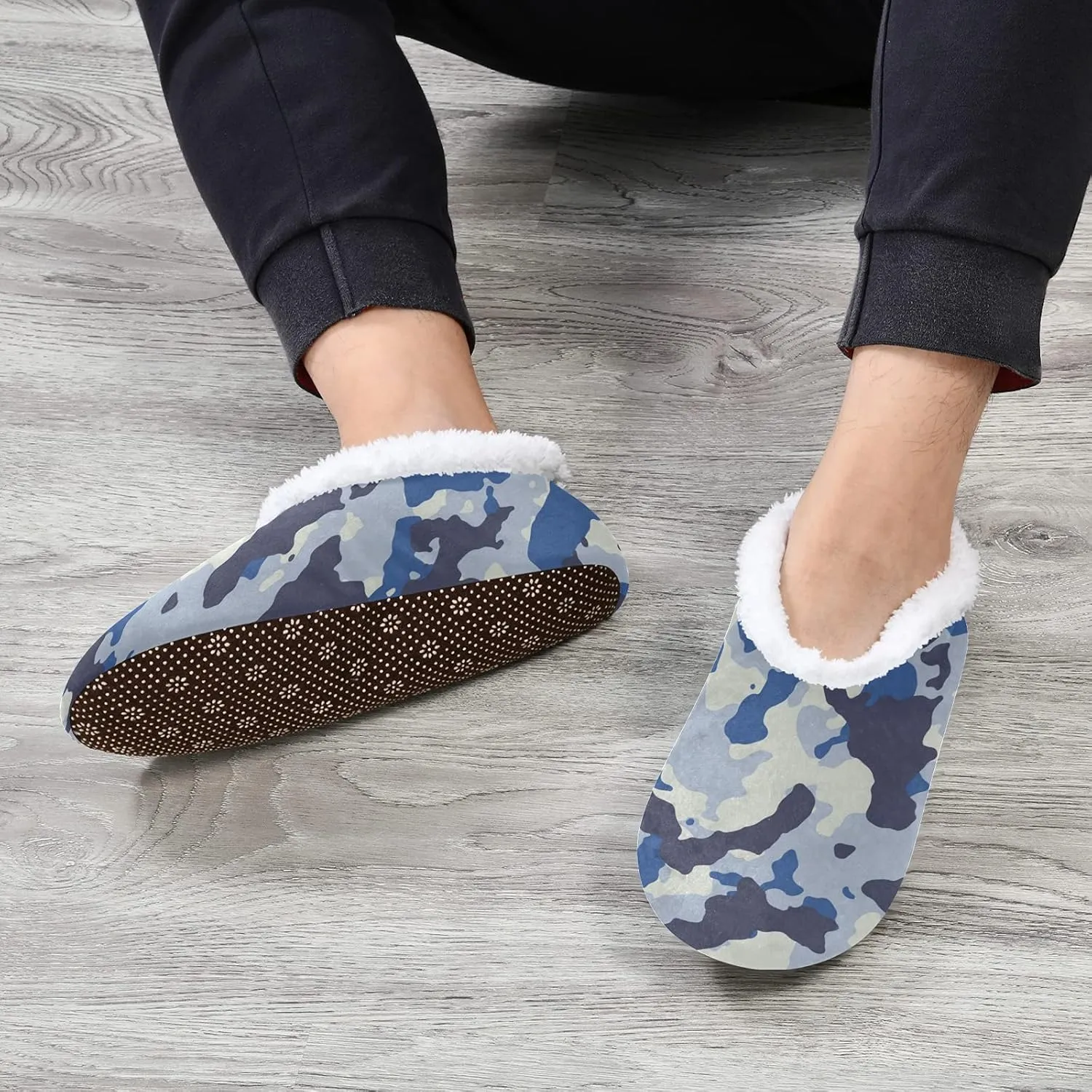 Poeticcity Unisex Fuzzy House Slippers, Warm Fur Lining Shoes, Non-Slip Memory Foam Slippers M-XXL