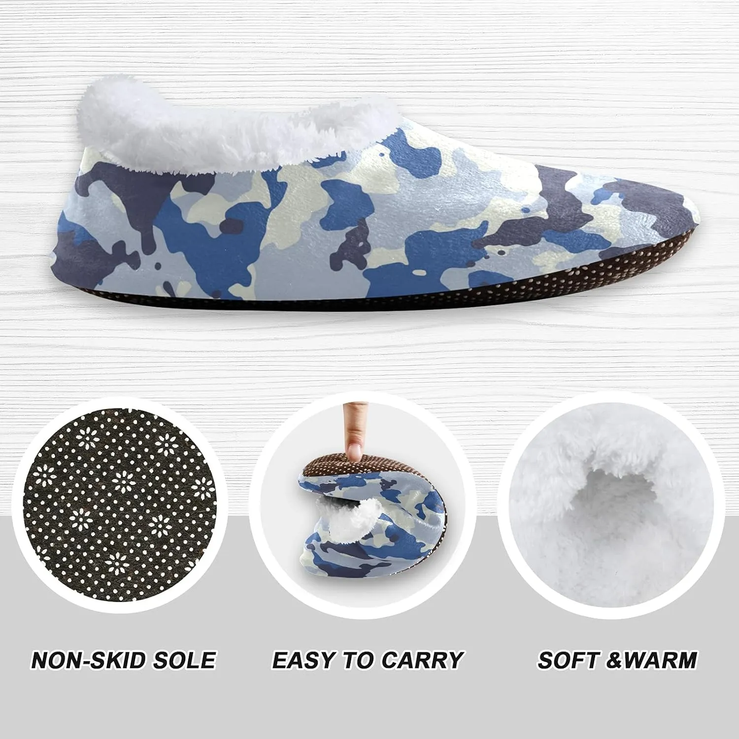 Poeticcity Unisex Fuzzy House Slippers, Warm Fur Lining Shoes, Non-Slip Memory Foam Slippers M-XXL