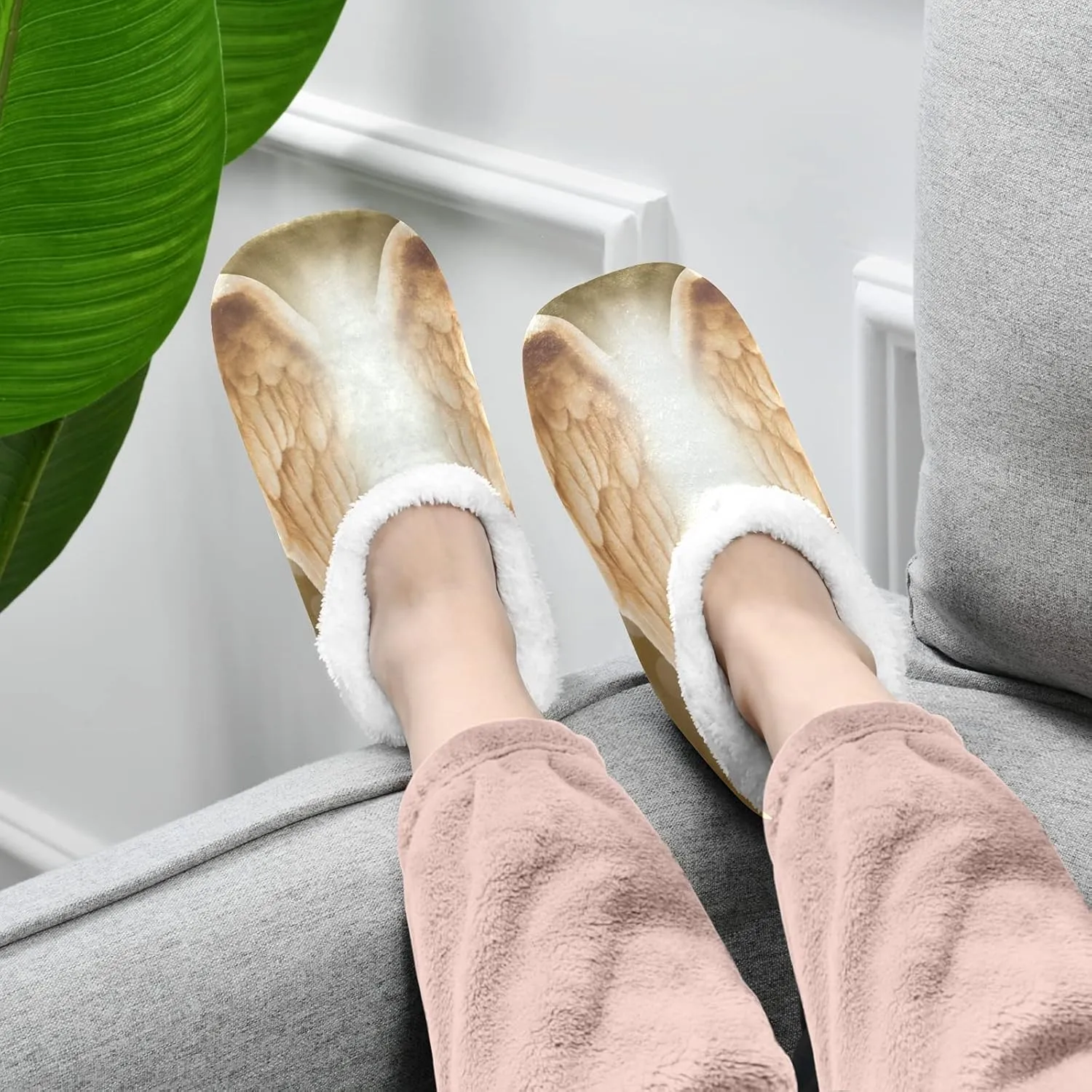 Poeticcity Unisex Fuzzy House Slippers, Warm Fur Lining Shoes, Non-Slip Memory Foam Slippers M-XXL