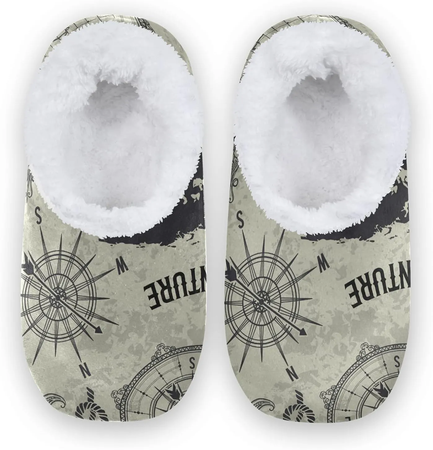 Poeticcity Unisex Fuzzy House Slippers, Warm Fur Lining Shoes, Non-Slip Memory Foam Slippers M-XXL