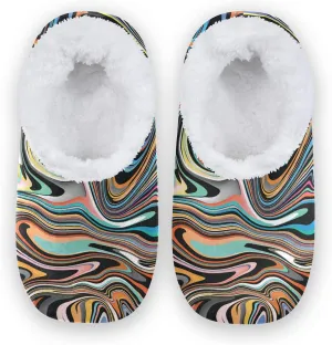 Poeticcity Unisex Fuzzy House Slippers, Warm Fur Lining Shoes, Non-Slip Memory Foam Slippers M-XXL