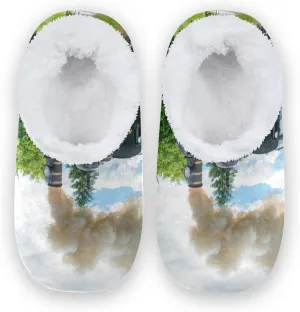 Poeticcity Unisex Fuzzy House Slippers, Warm Fur Lining Shoes, Non-Slip Memory Foam Slippers M-XXL
