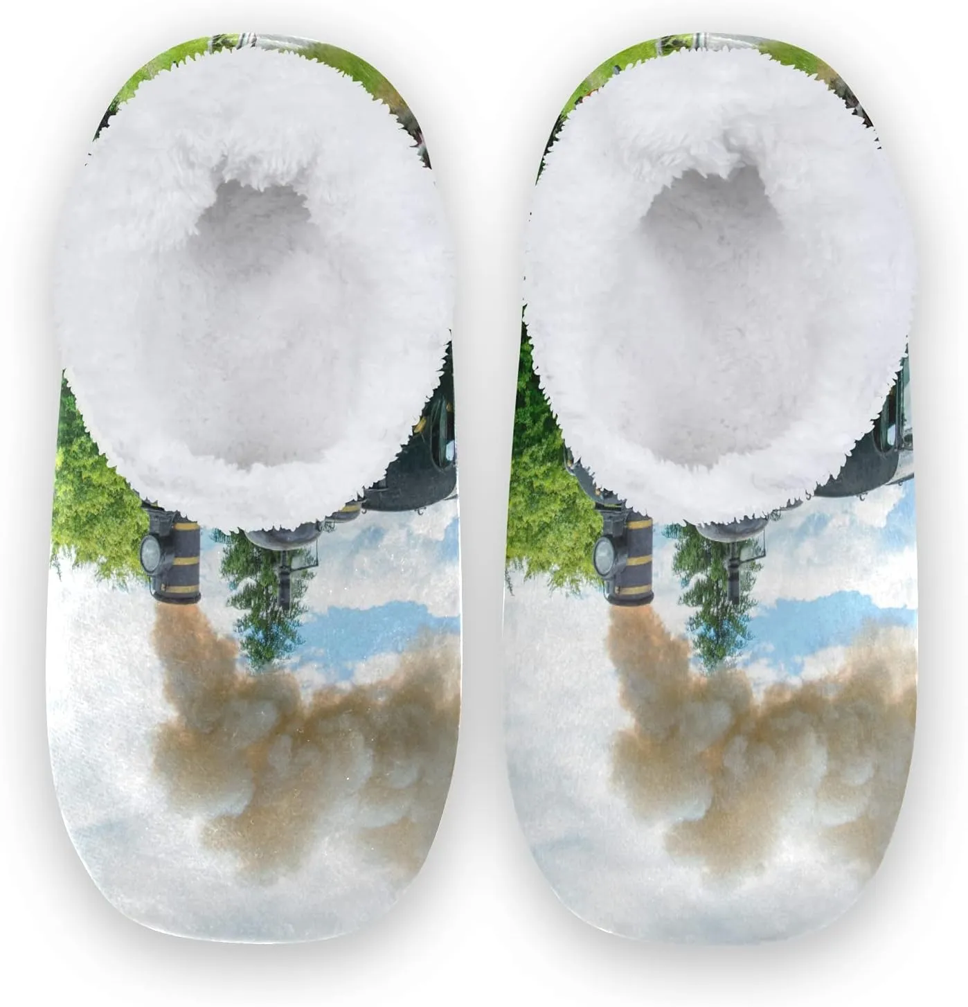 Poeticcity Unisex Fuzzy House Slippers, Warm Fur Lining Shoes, Non-Slip Memory Foam Slippers M-XXL