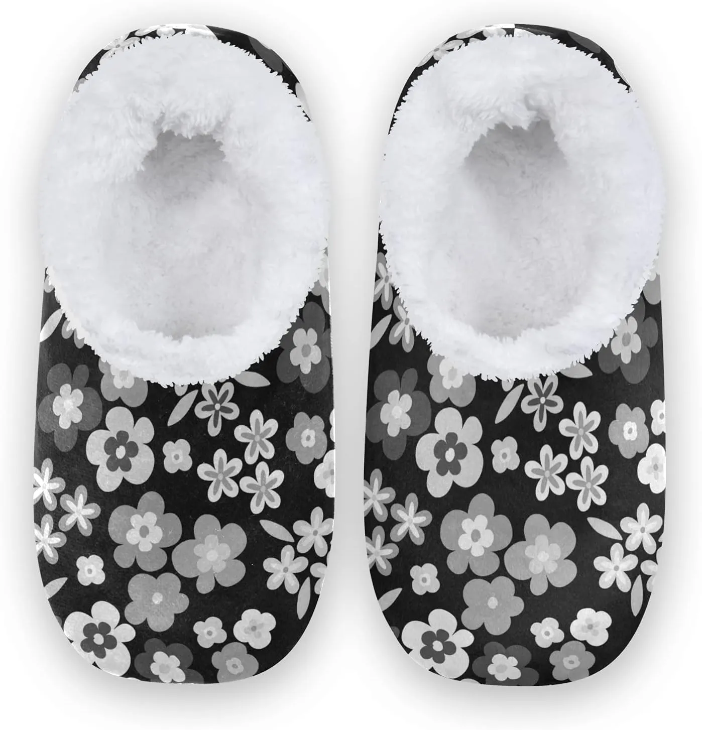 Poeticcity Unisex Fuzzy House Slippers, Warm Fur Lining Shoes, Non-Slip Memory Foam Slippers M-XXL