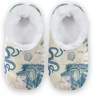 Poeticcity Unisex Fuzzy House Slippers, Warm Fur Lining Shoes, Non-Slip Memory Foam Slippers M-XXL