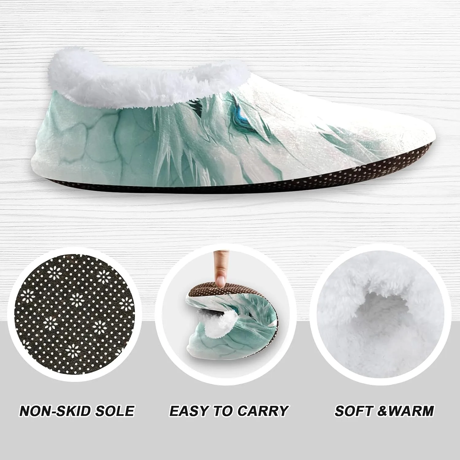 Poeticcity Unisex Fuzzy House Slippers, Warm Fur Lining Shoes, Non-Slip Memory Foam Slippers M-XXL