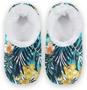 Poeticcity Unisex Fuzzy House Slippers, Warm Fur Lining Shoes, Non-Slip Memory Foam Slippers M-XXL