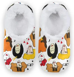 Poeticcity Unisex Fuzzy House Slippers, Warm Fur Lining Shoes, Non-Slip Memory Foam Slippers M-XXL