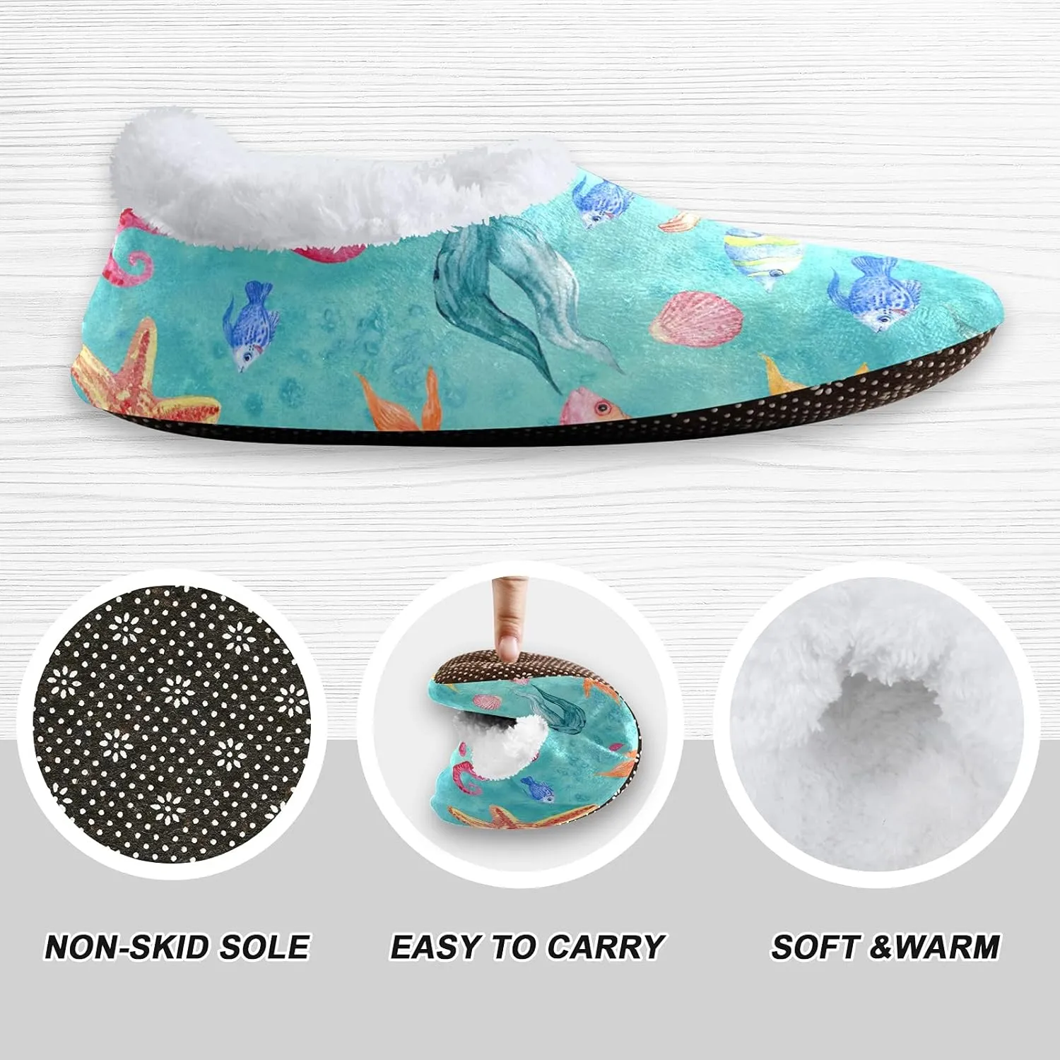 Poeticcity Unisex Fuzzy House Slippers, Warm Fur Lining Shoes, Non-Slip Memory Foam Slippers M-XXL