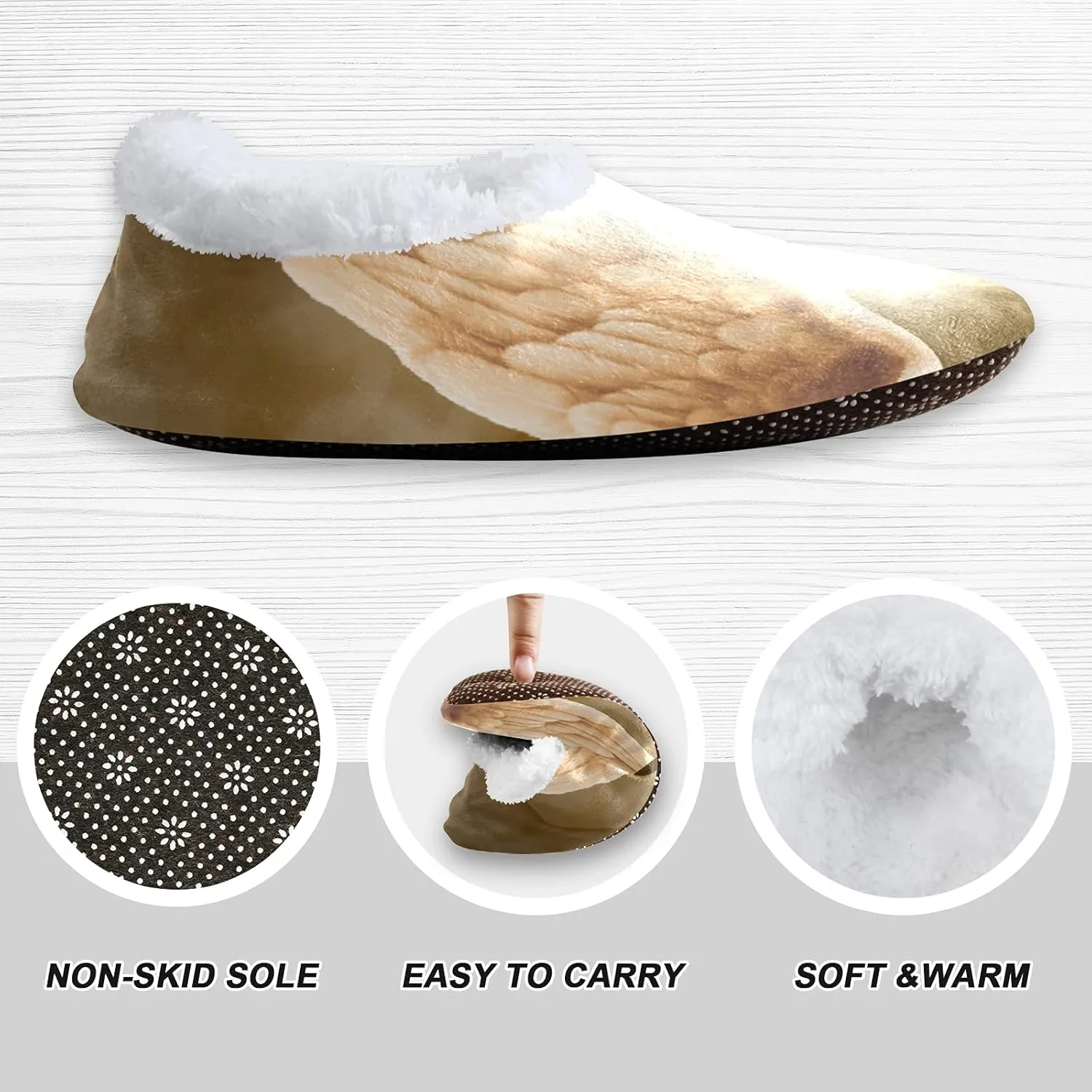 Poeticcity Unisex Fuzzy House Slippers, Warm Fur Lining Shoes, Non-Slip Memory Foam Slippers M-XXL