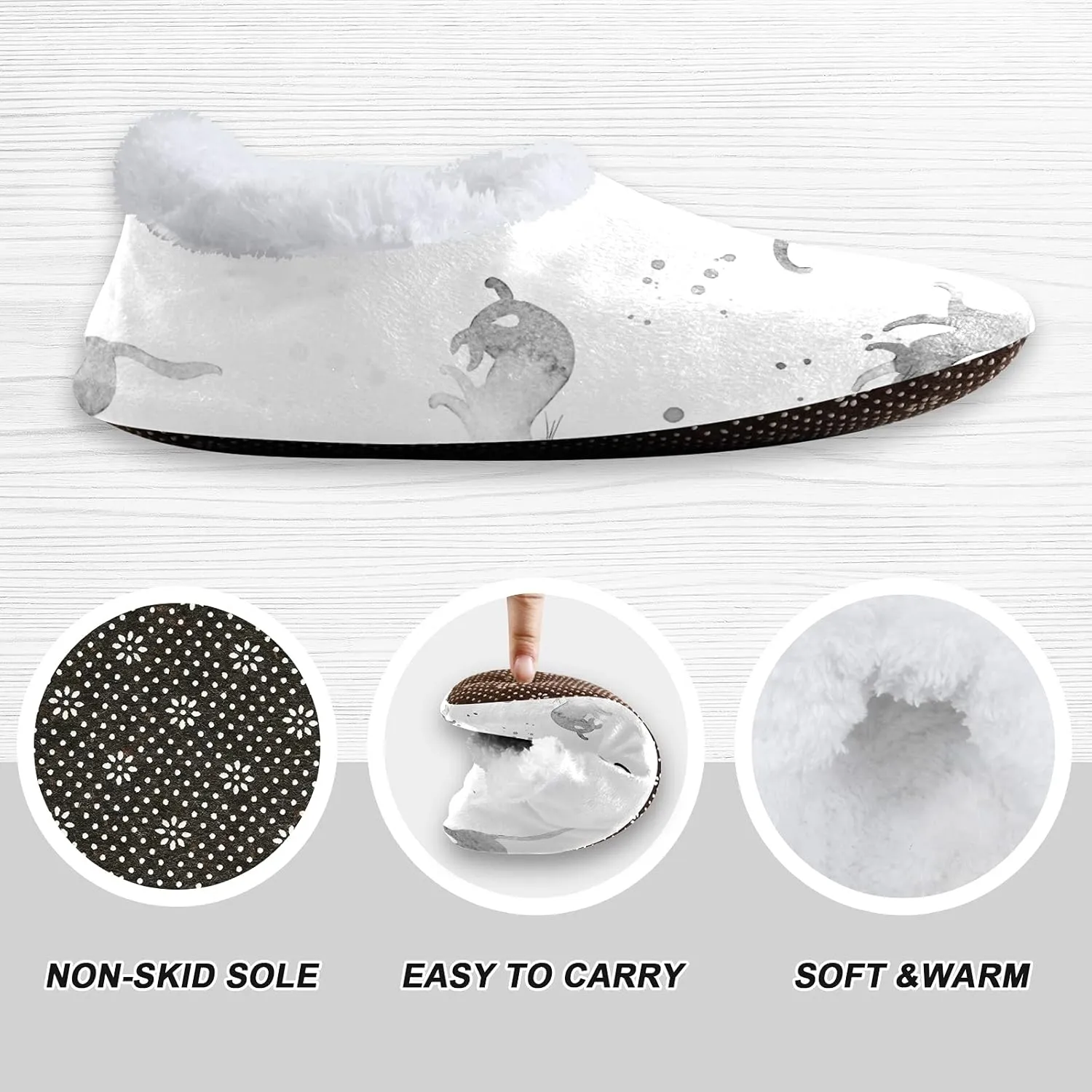 Poeticcity Unisex Fuzzy House Slippers, Warm Fur Lining Shoes, Non-Slip Memory Foam Slippers M-XXL