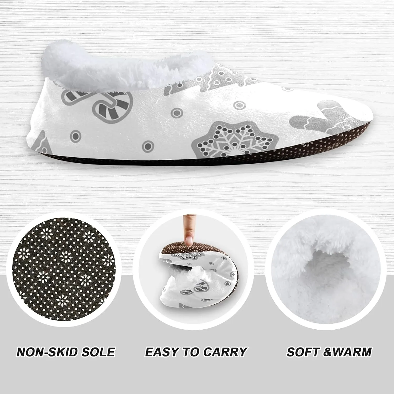 Poeticcity Unisex Fuzzy House Slippers, Warm Fur Lining Shoes, Non-Slip Memory Foam Slippers M-XXL
