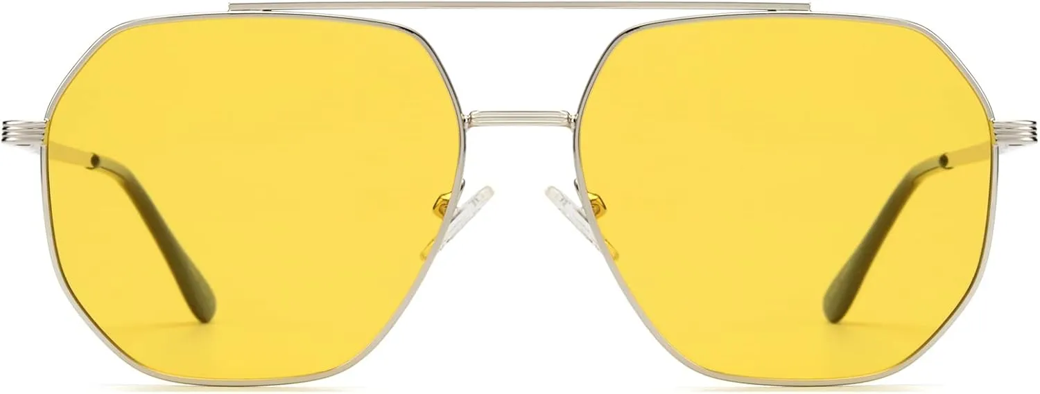 Polarized Aviator Sunglasses for Men Women Trendy 2025, Retro Hexagonal Sun Glasses UV Protection Shades VF2207